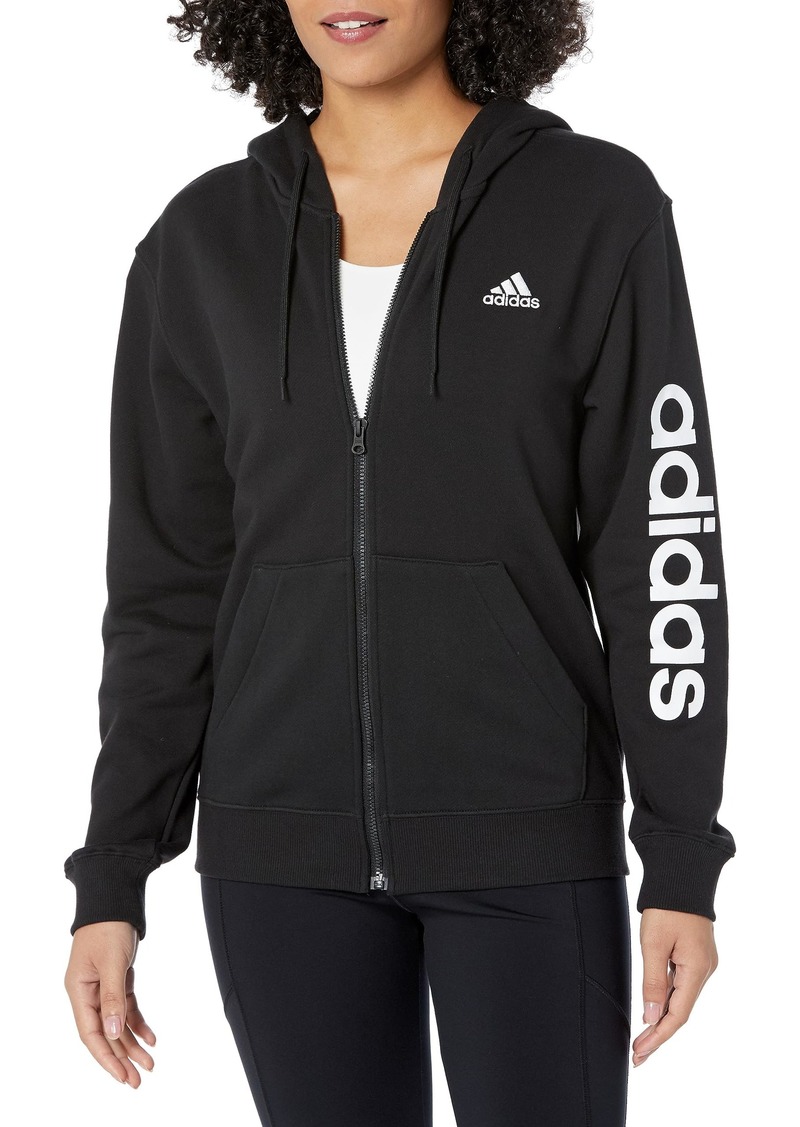 adidas Women's Essentials Linear Full Zip French Terry Hoodie  Small