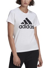 adidas Women's Essentials Logo Cotton T-Shirt, Xs-4X - Medium Grey Heather/white