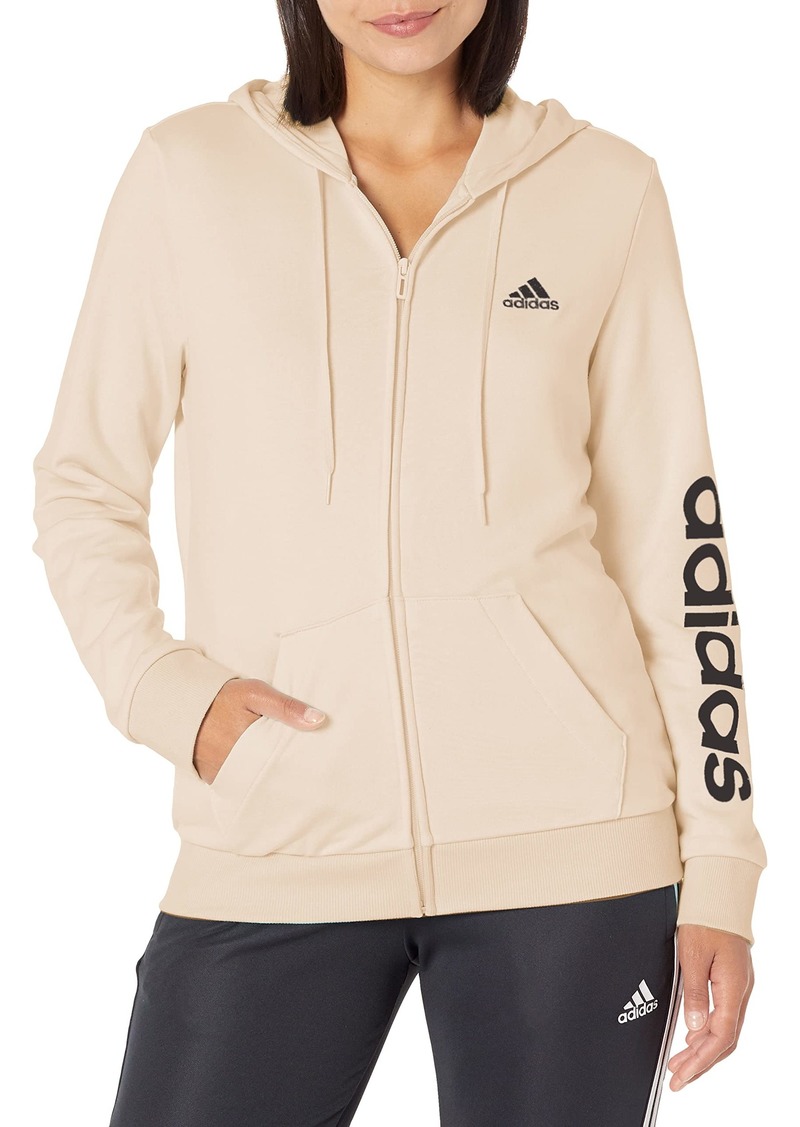 adidas womens Essentials Logo Full Zip Hoodie Warm Up Jacket   US