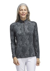 adidas Women's Essentials Long Sleeve Printed Mock Polo Shirt