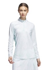 adidas Women's Essentials Long Sleeve Printed Mock Polo Shirt semi Flash Aqua