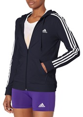 adidas Women's Essentials Single Jersey 3-Stripes Full-Zip Hoodie