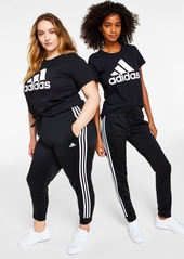 adidas Women's Essentials Warm-Up Slim Tapered 3-Stripes Track Pants, Xs-4X - Legend Ink/white