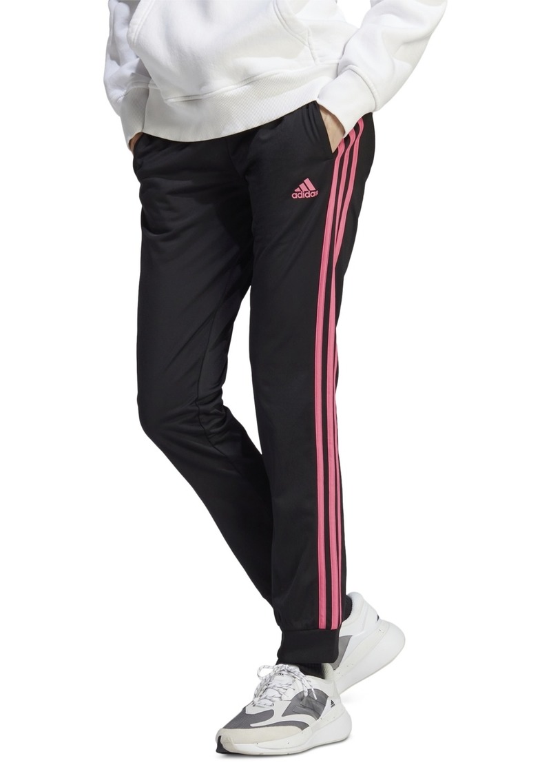 adidas Women's Essentials Warm-Up Slim Tapered 3-Stripes Track Pants, Xs-4X - Black/pulse Magenta