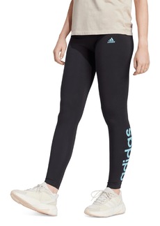 adidas Women's Linear-Logo Full Length Leggings - Black/light Aqua