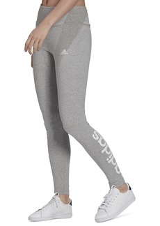 adidas Women's Linear-Logo Full Length Leggings, Xs-4X - Medium Grey Heather/white