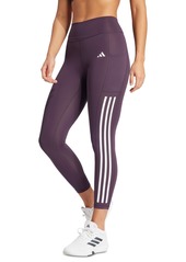 adidas Women's Optime Moisture-Wicking 3-Stripe 7/8 Leggings - Preloved Ink