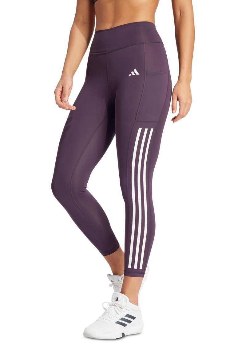 adidas Women's Optime Moisture-Wicking 3-Stripe 7/8 Leggings - Aurora Black