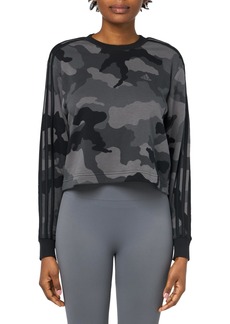 adidas Women's Essentials 3 Stripes Camouflage Printed Cropped Sweatshirt