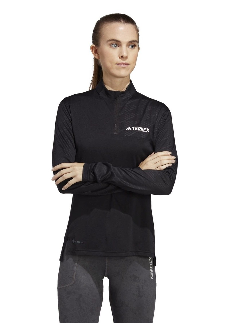 adidas Women's Plus Size Terrex Multi Half Zip Long-Sleeve T-Shirt
