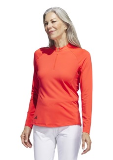 adidas Womens Quarter-Zip Long Sleeve Golf Polo Shirt Bright red