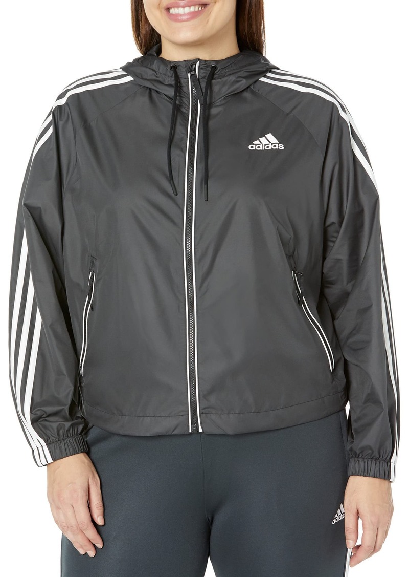 adidas Women's Plus Size Basic 3-Stripes Wind Jacket