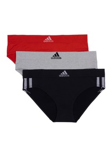 adidas Women's Seamless Hipster Underwear 3 Pack Black with Stripes/Heather Grey/Vivid Red