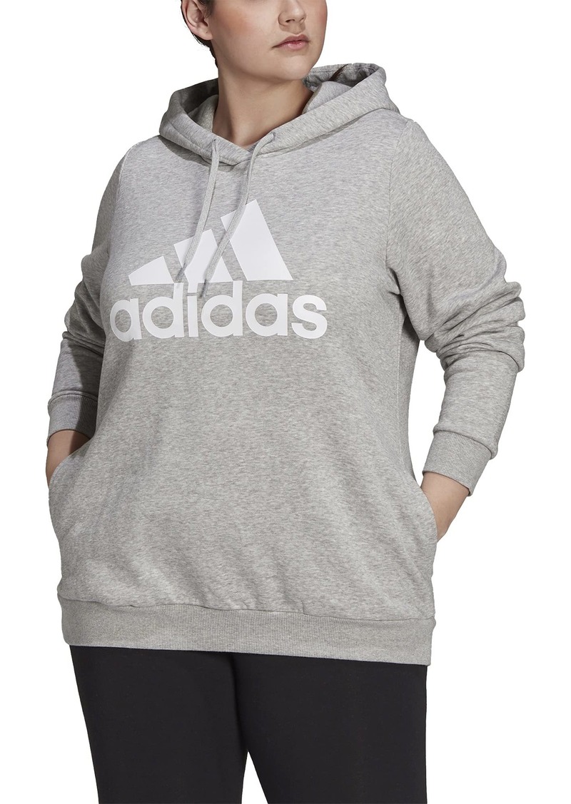 adidas Women's Standard Loungewear Essentials Logo Fleece Hoodie Medium Grey Heather/White