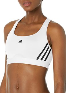 adidas Women's Standard Training Medium Support 3 Stripes Bra White/Black X-Large DD