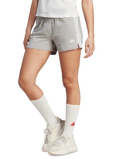 adidas Women's Three-Stripe Pull-On Shorts - Medium Grey Heather/white