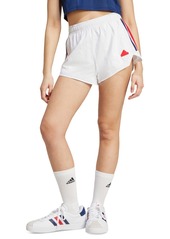 adidas Women's Tiro Cut 3-Stripes Graphic Shorts - White/team Navy Blue 2/Better Scarlet