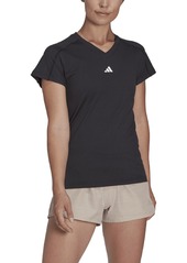 adidas Women's Training Moisture-Wicking Logo V-Neck T-shirt - White