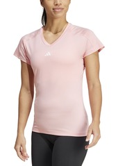 adidas Women's Training Moisture-Wicking Logo V-Neck T-shirt - Black