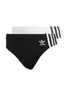 Adidas Women's Wide Side Thong Panty Underwear Black-White S
