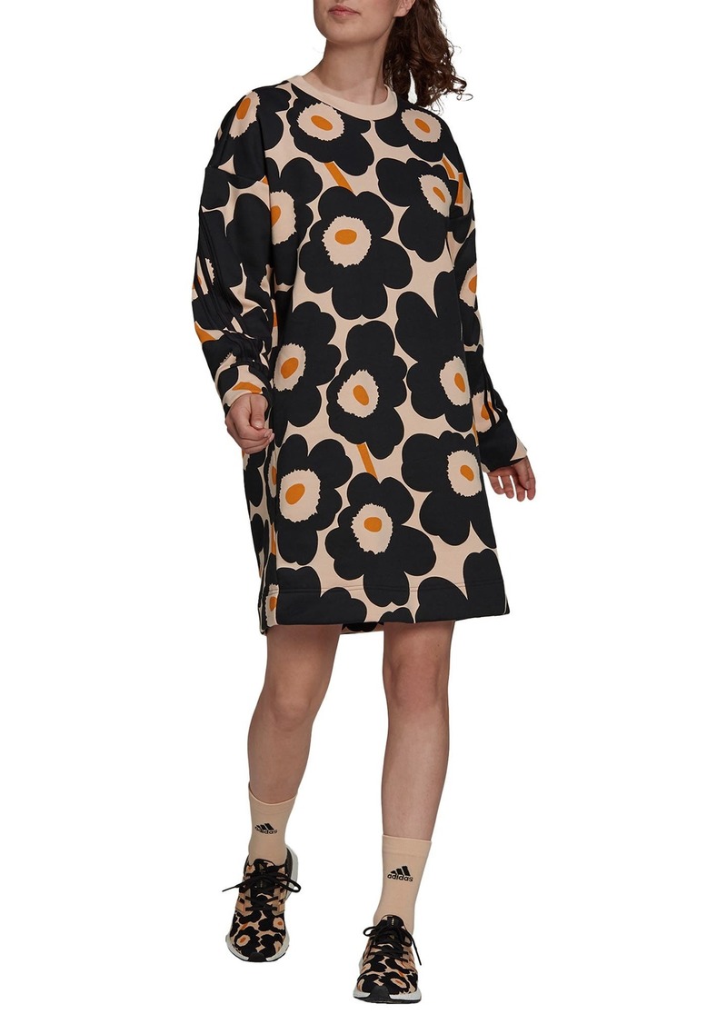 Adidas adidas x Marimekko Long Sleeve Fleece Dress in Halo Blush at  Nordstrom | Dresses