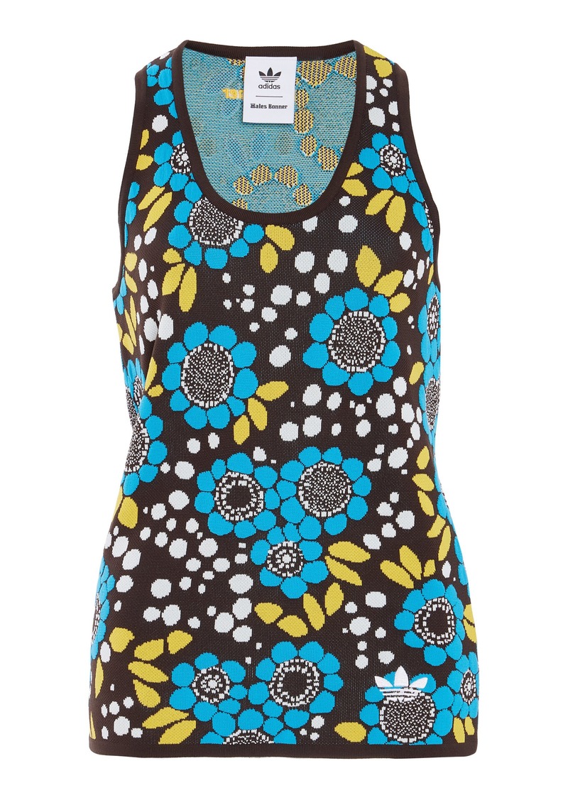 Adidas x Wales Bonner - Floral Knit Tank Top - Blue - M - Moda Operandi