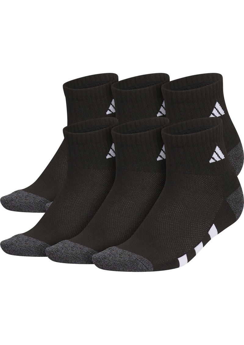 adidas Youth Cushioned 6-Pack Quarter Socks, Size 2-5, Black