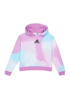 Adidas All Over Print Logo Fleece Hooded Pullover (Big Kids)