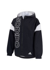 Adidas Big Boys Zip Front Crinkle Woven Hooded Jacket