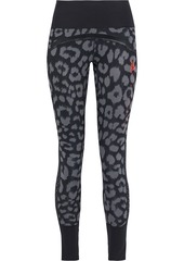 Adidas By Stella Mccartney Woman Believe This Comfort Mesh-trimmed Leopard-print Climalite Leggings Animal Print