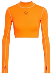 Adidas By Stella Mccartney Woman Cropped Cutout Printed Stretch Top Orange