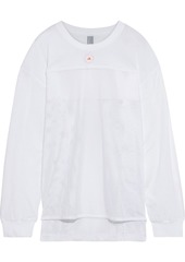 Adidas By Stella Mccartney Woman Mesh-paneled Printed Organic Cotton-jersey Top White