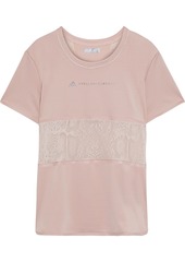 Adidas by Stella McCartney - Mesh-paneled printed stretch T-shirt - Pink - S