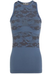 Adidas By Stella Mccartney Woman Mesh-paneled Stretch-jacquard Tank Storm Blue