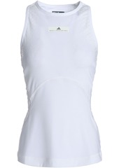 Adidas By Stella Mccartney Woman Training Mesh-paneled Logo-print Stretch Tank White