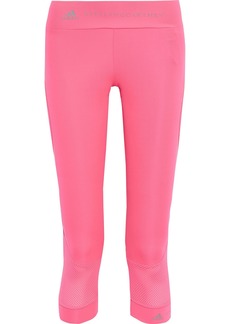 Adidas By Stella Mccartney Woman Performance Essentials Cropped Mesh-paneled Stretch Leggings Bright Pink