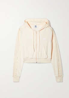 Adidas Cropped Cotton-blend Velour Hoodie