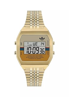 Adidas Digital Two IP Yellow Gold-Played Stainless Steel Bracelet Watch/36MM