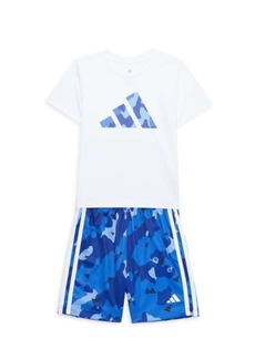 Adidas Little Boy's 2-Piece Logo Shorts & Tee Set