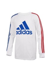 Adidas Little Boys Long Sleeve Badge of Sport Stripe Tee
