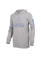 Adidas Little Boys Long Sleeve Heather Collegiate Hooded Sweatshirt