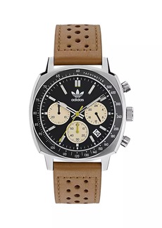 Adidas Master Originals One Chrono Stainless Steel & Leather Strap Watch/44MM