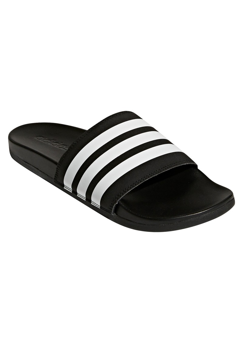 adidas Adilette Cloudfoam Plus Slide Sandal in Black/White/Black at Nordstrom
