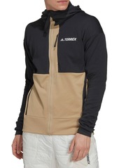 adidas Terrex Tech Flooce Hooded Fleece Hiking Jacket in Black/Beige Tone at Nordstrom