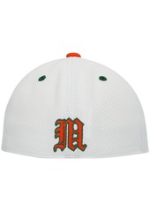 Men's adidas White and Orange Miami Hurricanes Miami Maniac On-Field Baseball Fitted Hat - White, Orange