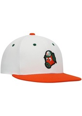 Men's adidas White and Orange Miami Hurricanes Miami Maniac On-Field Baseball Fitted Hat - White, Orange