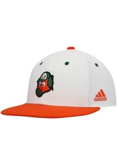 Men's adidas White and Orange Miami Hurricanes Miami Maniac On-Field Baseball Fitted Hat - White, Orange