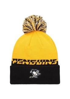 Adidas Men's Yellow, Black Pittsburgh Penguins Cold.Rdy Cuffed Knit Hat with Pom - Yellow, Black