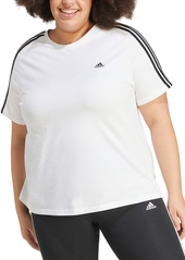 Adidas Plus Size Essentials Slim 3-Stripes T-Shirt - Preloved Fig/white