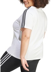 Adidas Plus Size Essentials Slim 3-Stripes T-Shirt - Preloved Fig/white